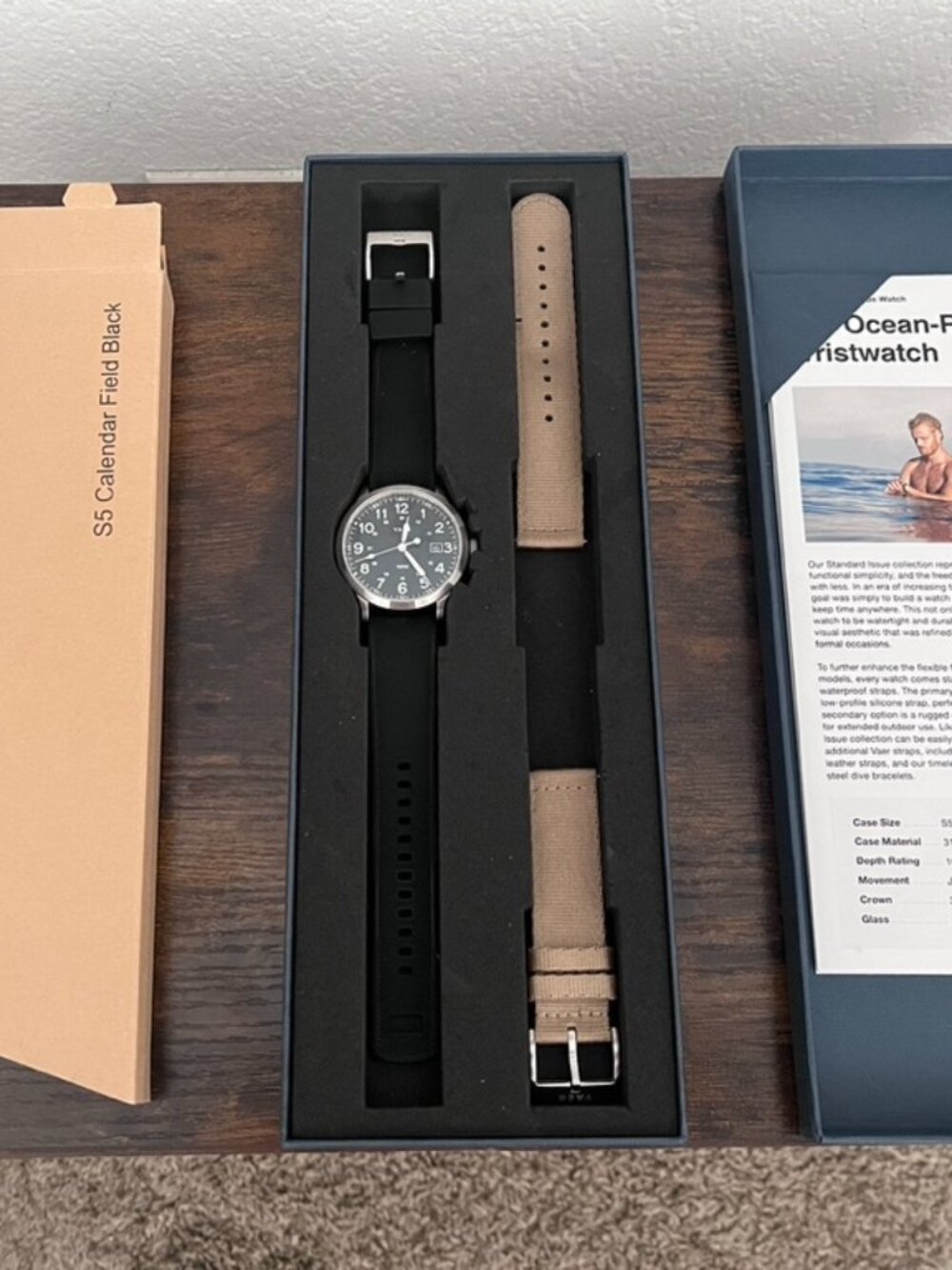 Vaer S5 Calendar Field Watch 40mm Quartz Black - Excellent Condition